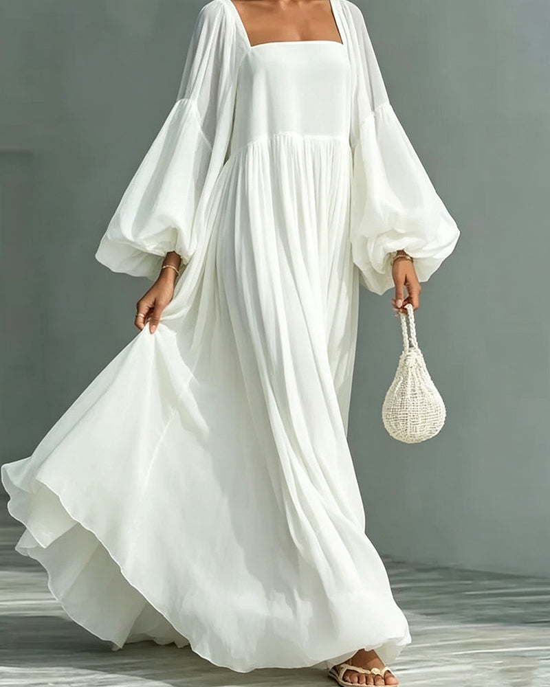 Nunila - Vestido Largo De Estilo «Hada» Con Escote Cuadrado