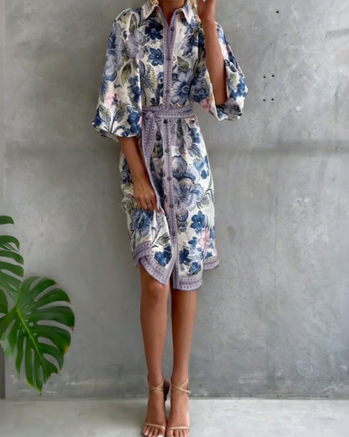 Nylera - Vestido Con Mangas Acampanadas y Cuello En V