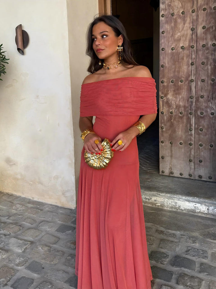 Dainia - Vestido Largo De Malla Con UnSolo Hombro