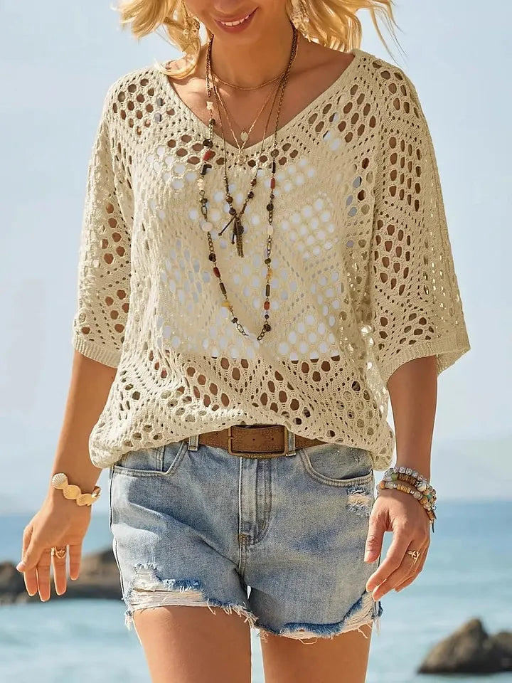 Raissa - De Punto Top Con Cuello en V