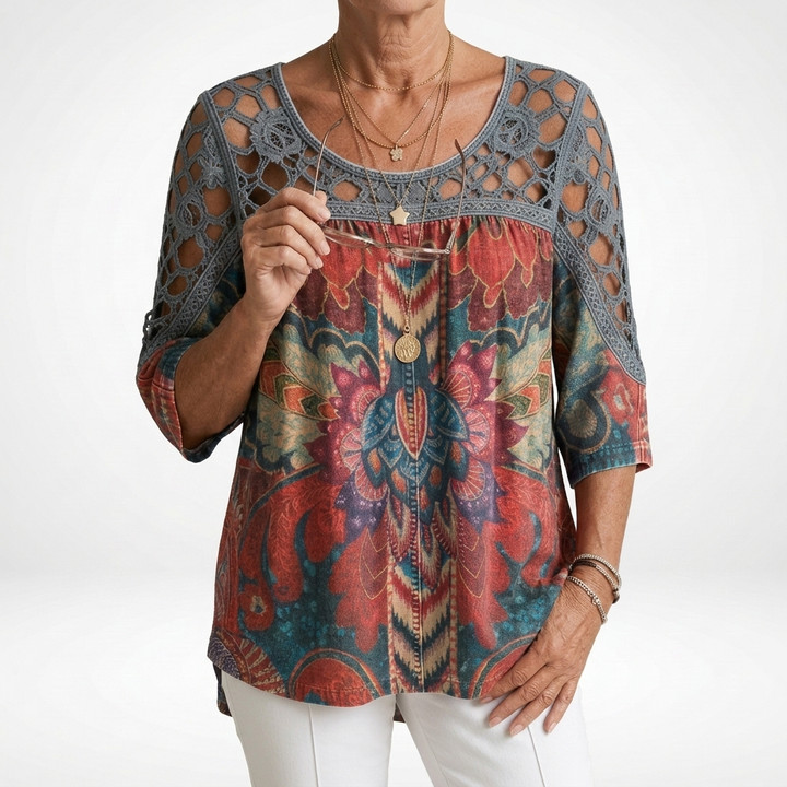 Steven - Blusa con Estampado étnico Bohemio
