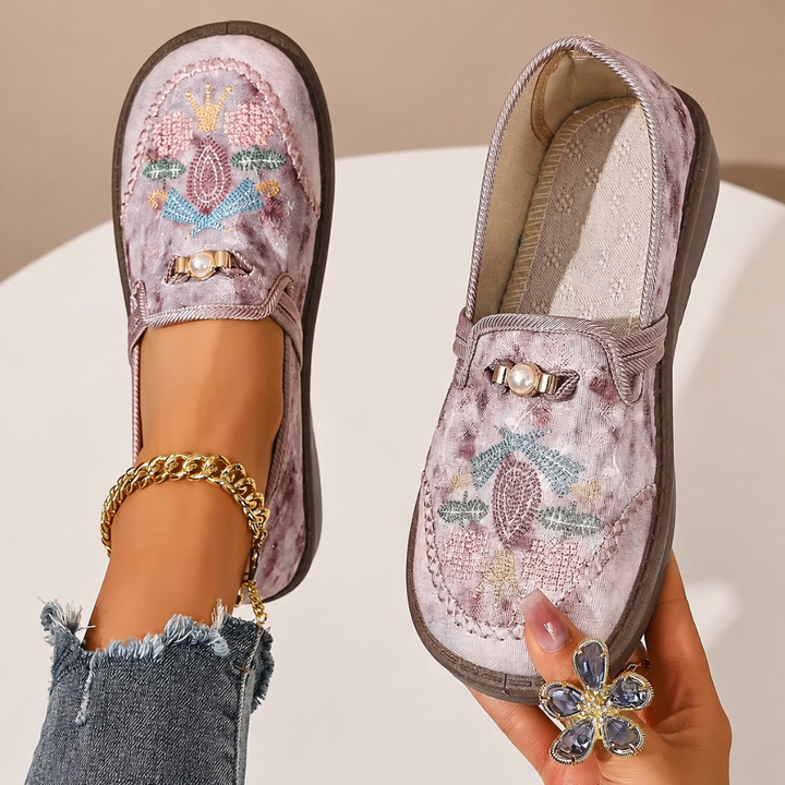 Adeyla - Mocasines Sin Cordones Con Estampado Floral