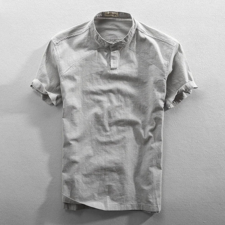 Carlous - Elegante Camisa De Verano De Algodón y Lino