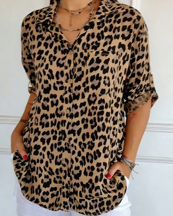 Shifra - Blusa De Moda Con Estampado De Leopardo