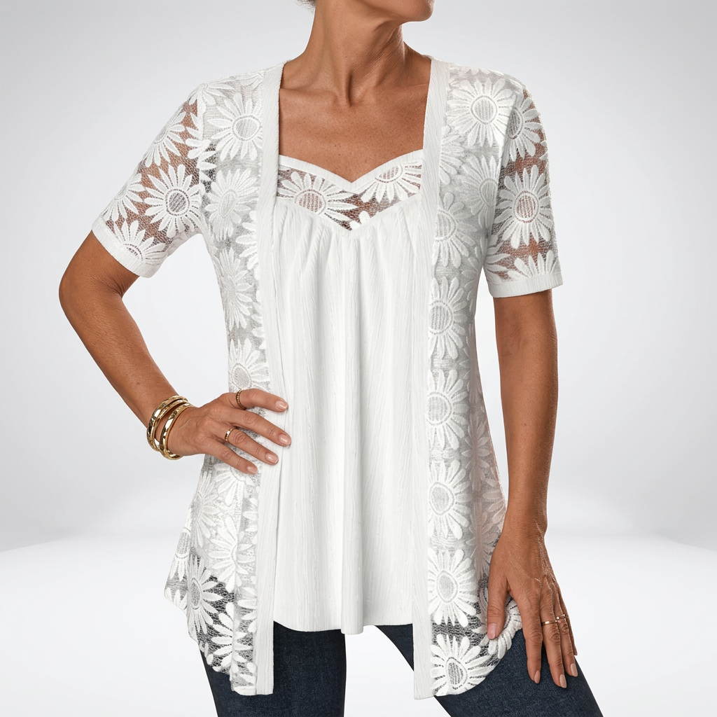Linnia - Blusa De Encaje Con Bordado Floral