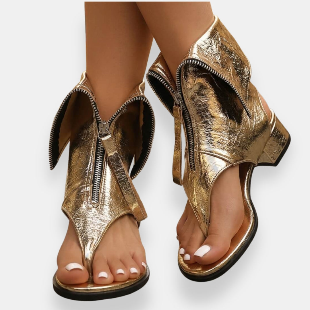 Sadiya - Sandalias Con Cremallera Metalizada