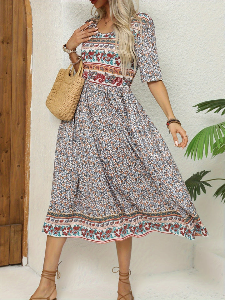 Jeeni - Vestido De Manga Corta Con Estampado Floral