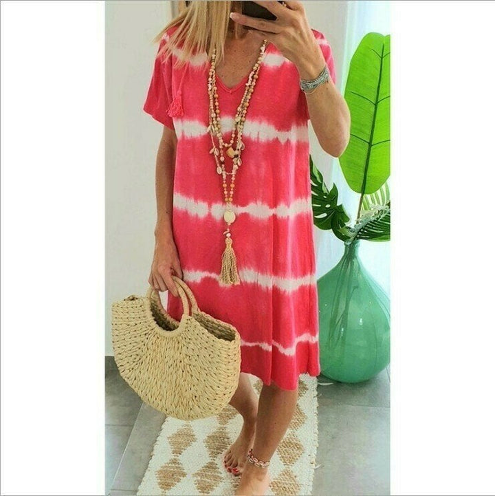 Karlaa - Vestido Holgado De Verano Con Rayas De Batik