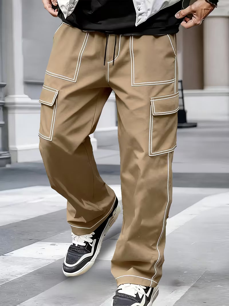 Jamein - Pantalones Cargo Con Costuras en Contraste