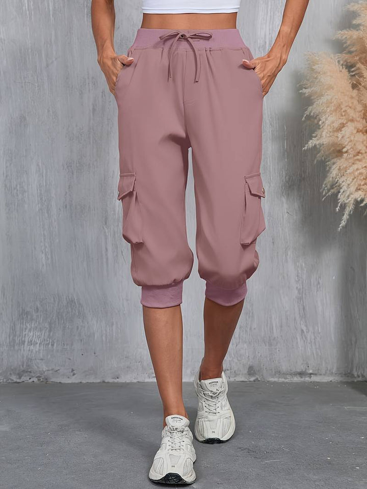 Kirabo - Pantalones Cargo De Verano Con Múltiples Bolsillos Y Cintura Elástica Acanalada