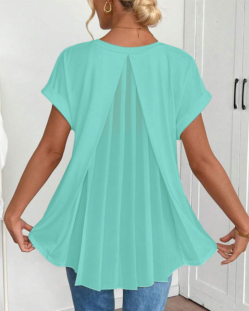 Liyanna - Camiseta de Manga Corta con Diseño Patchwork