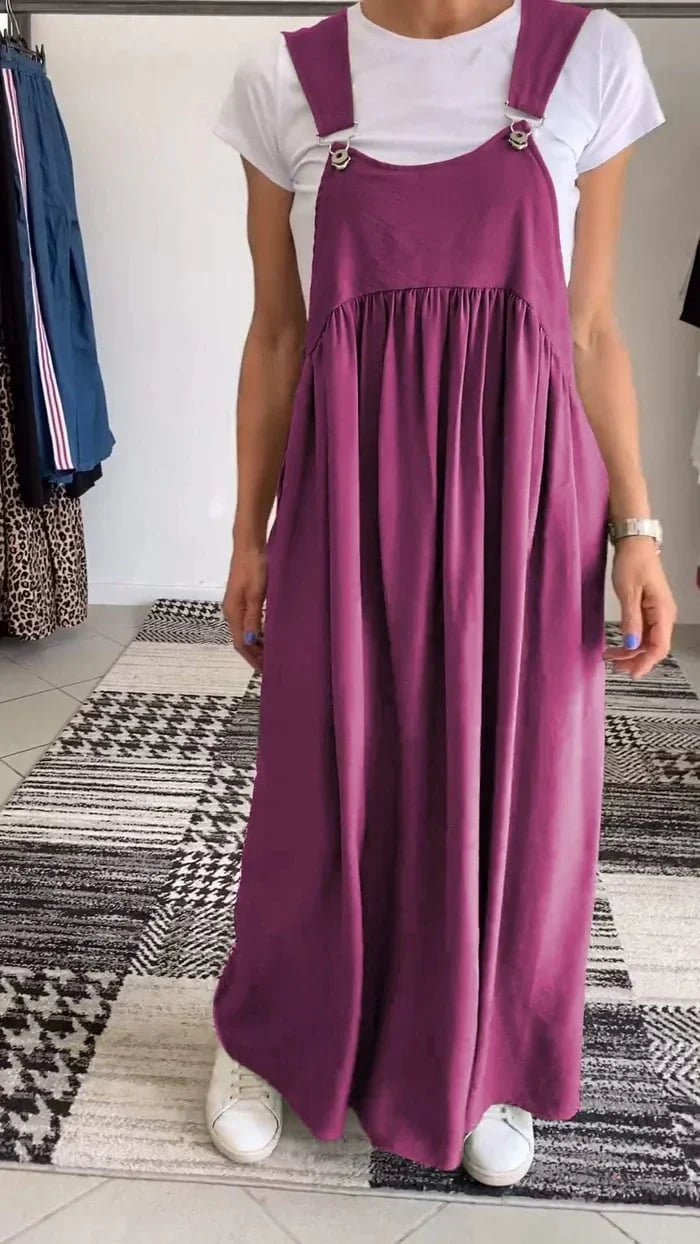 Regla - Vestido Holgado De Algodón Y Lino Con Tirantes