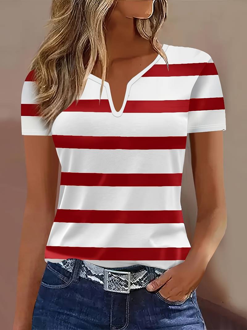 Kiley - Elegante Camiseta De Manga Corta a Rayas