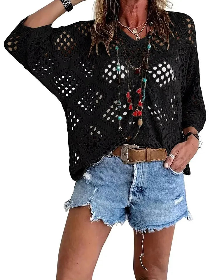 Raissa - De Punto Top Con Cuello en V