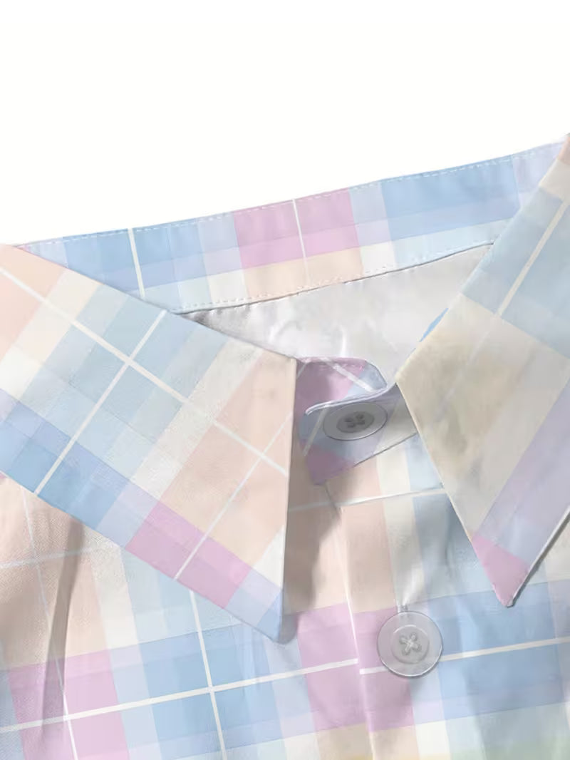 Harrell - Camisa de manga Corta con Estampado de Cuadros