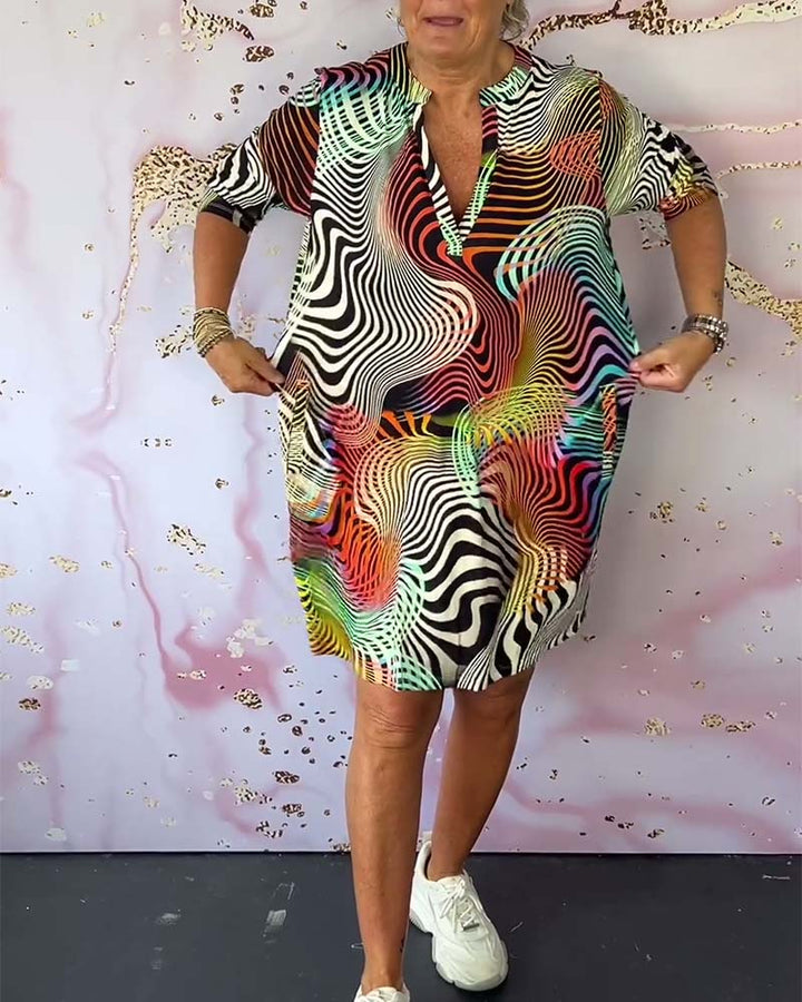 Diane - Vestido Colorido Con Cuello En V