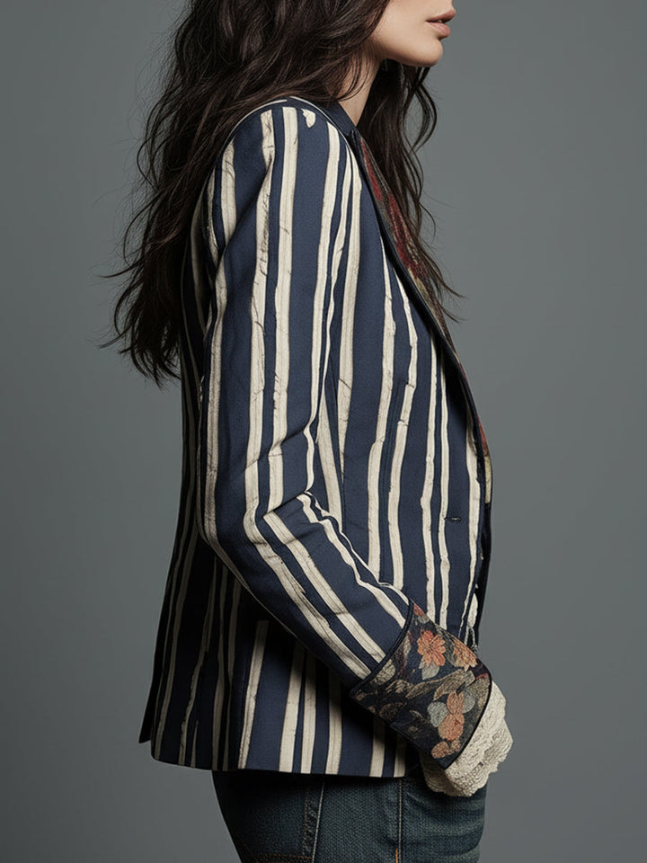Shalisa - Blazer a Rayas De Estilo Bohemio