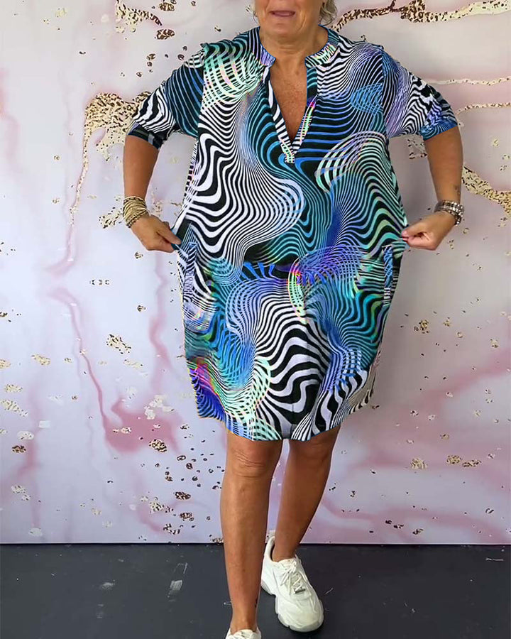 Diane - Vestido Colorido Con Cuello En V