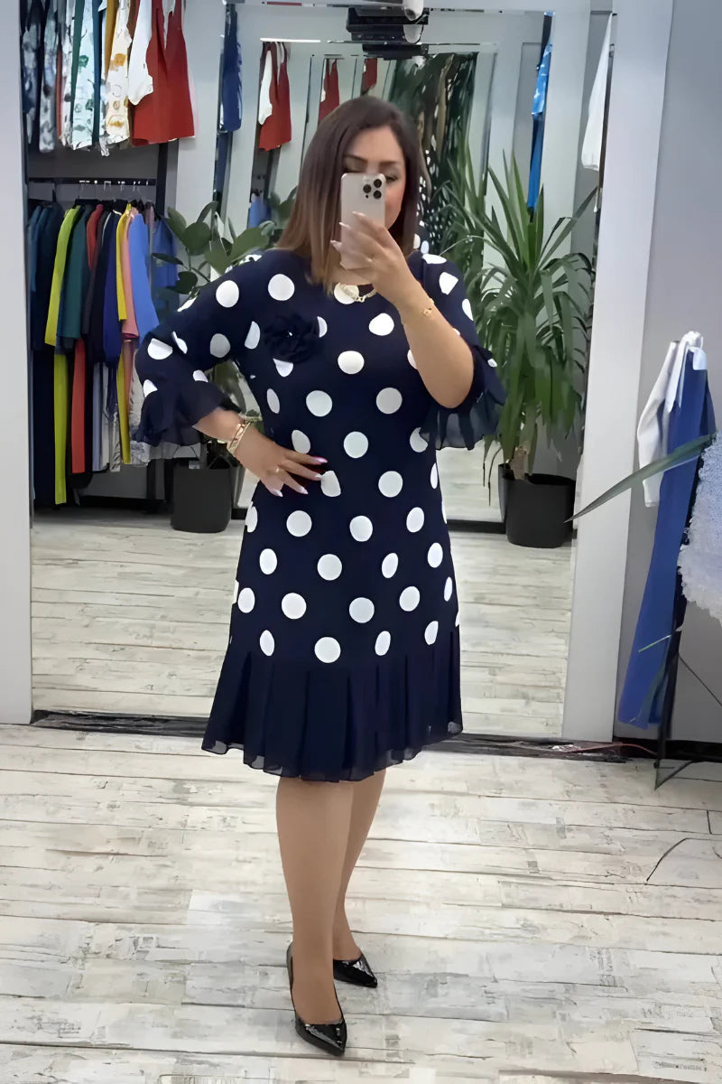 Gigi - Vestido Midi De Lunares Con Mangas Acampanadas