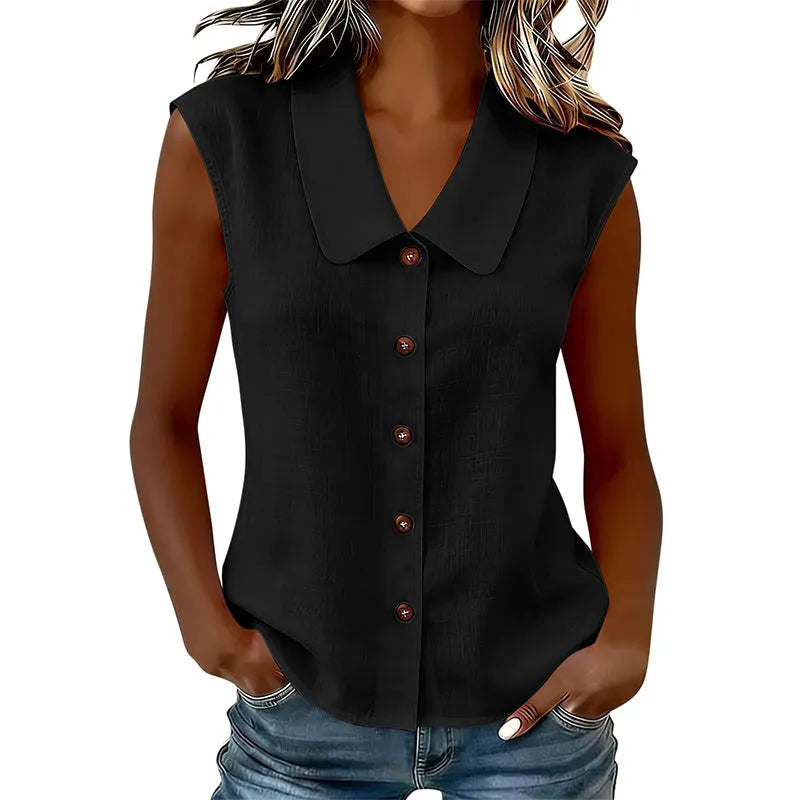 Chisato - Camisa Con Cuello en V Y Botones