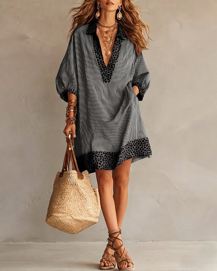 Marget - Vestido Con Paneles De Estampado De Leopardo Y Mangas Abullonadas