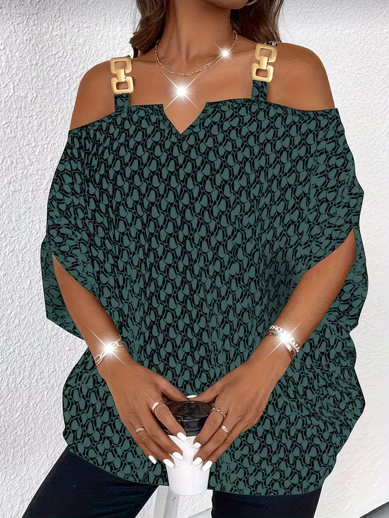 Shae - Top Informal Con Estampado y Hombros Al Aire