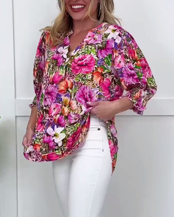 Niliza - Blusa Floral De Manga Corta