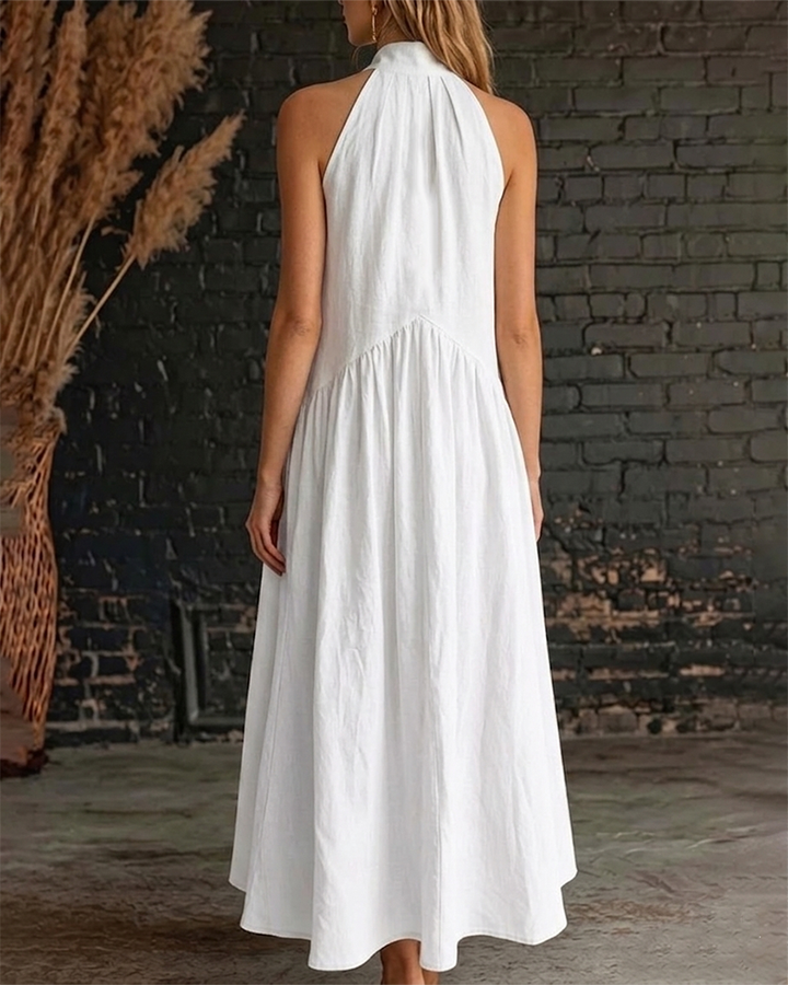 Saorla - Vestido Largo Sin Mangas De Algodón Con Cuello Alto