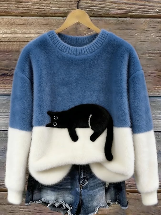 Aiste - Jersey Informal Con Estampado de Gato
