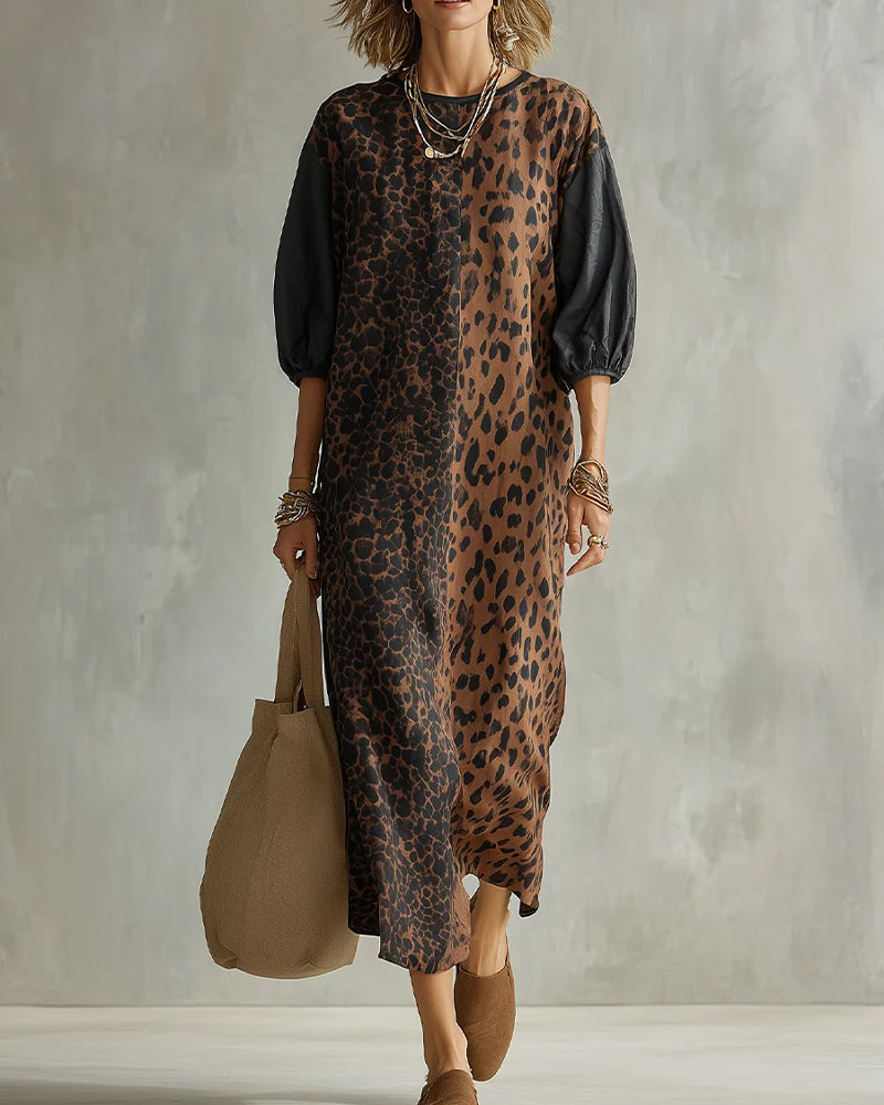 Jimina - Vestido Con Estampado De Leopardo Y Mangas Abullonadas