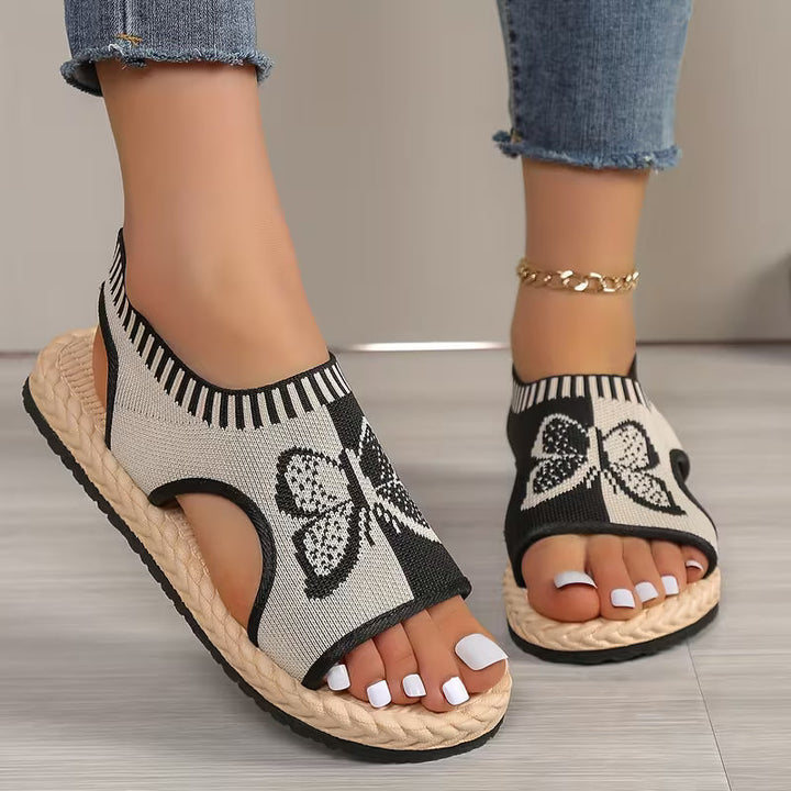 khulood - Cómodas Sandalias Planas Con Estampado De Mariposas