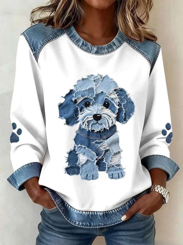 Lilah - Sudadera Con Estampado De Perro Salchicha y Patchwork