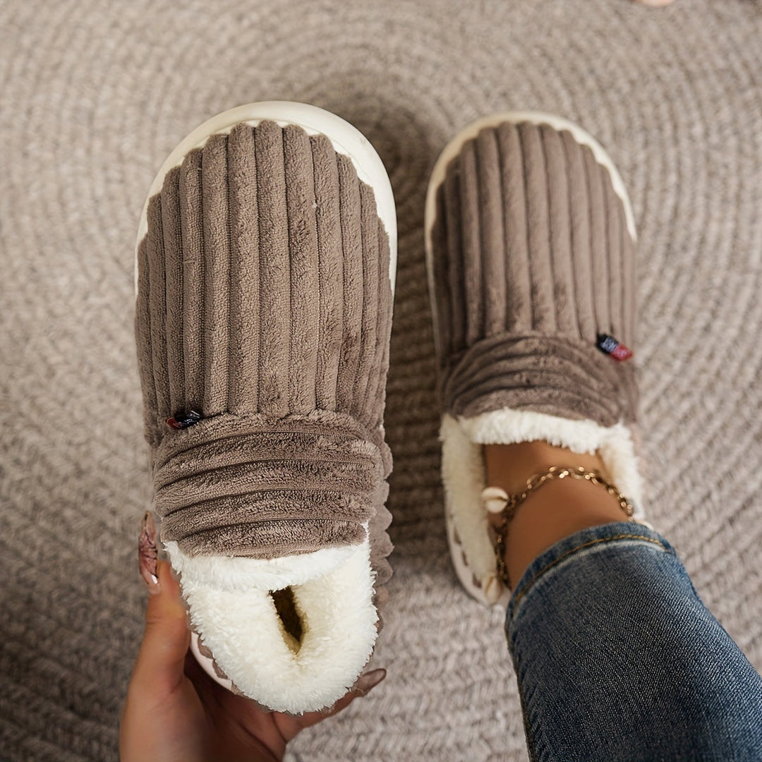 Keziban - Zapatillas Sin Cordones Acanaladas Con Forro De Felpa