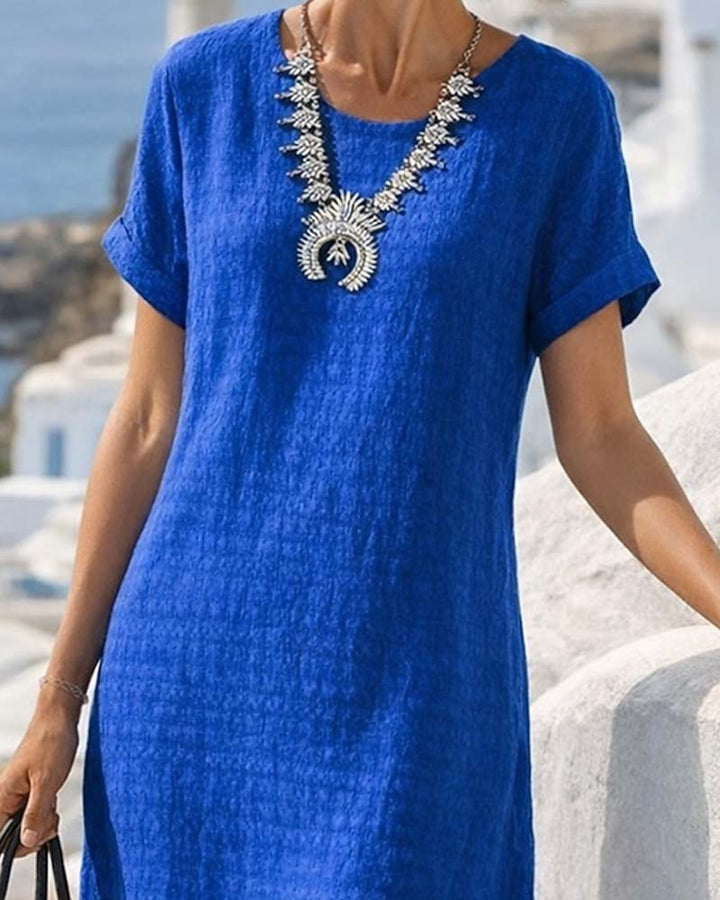 Shanai - Vestido de Manga Corta con Abertura Recta