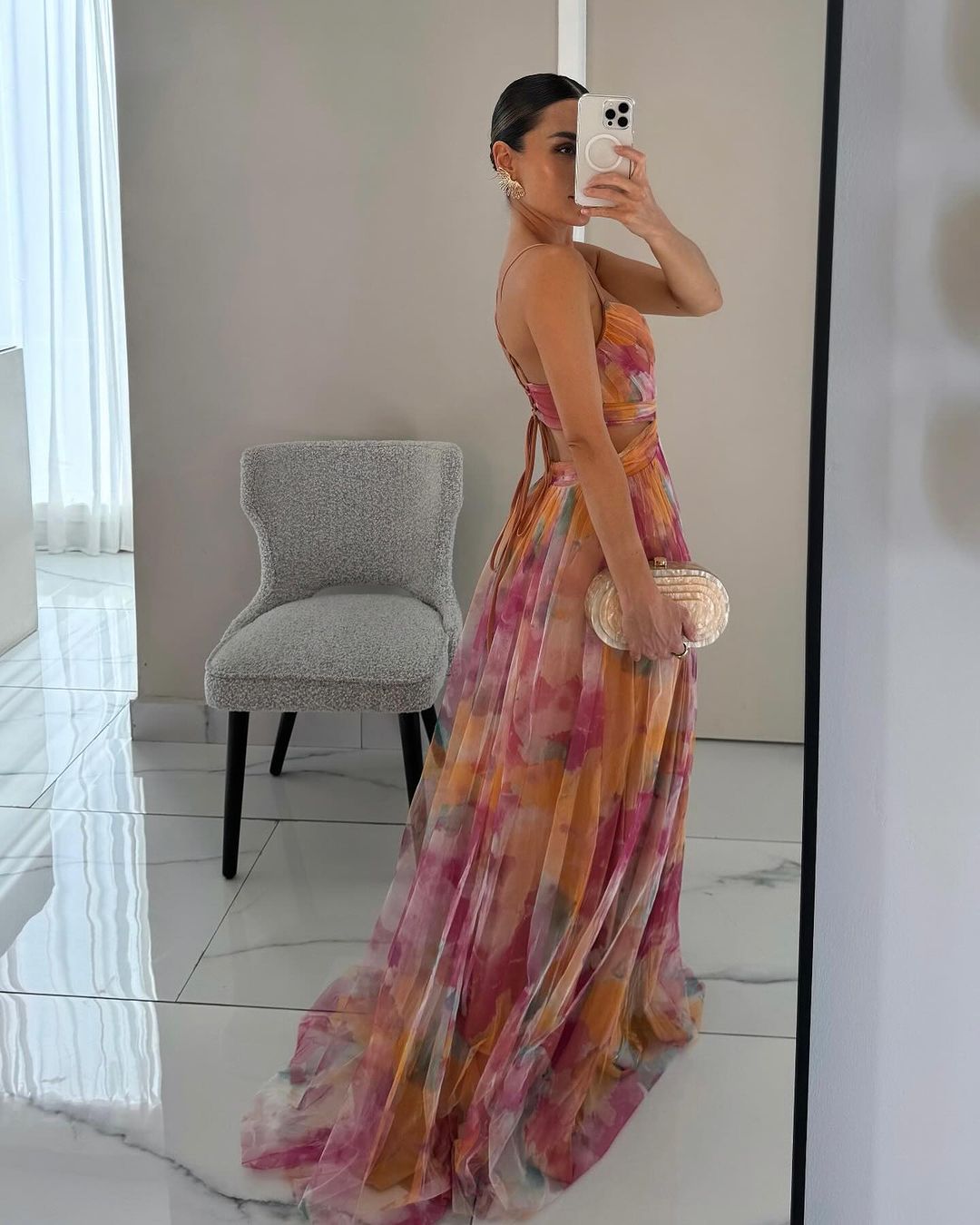 Túnica - Vestido Largo Con Estampado Floral