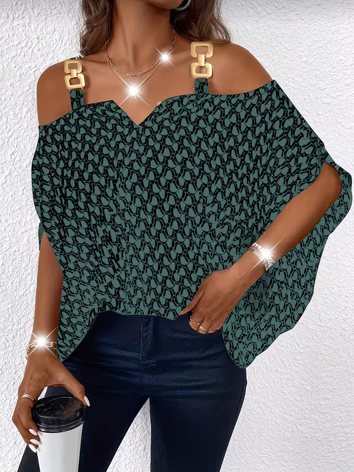 Shae - Top Informal Con Estampado y Hombros Al Aire