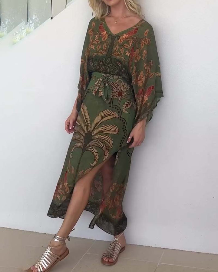 Brini - Vestido Estampado Con Escote en V Para La Temporada De Vacaciones