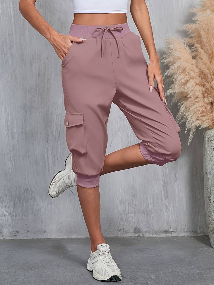 Kirabo - Pantalones Cargo De Verano Con Múltiples Bolsillos Y Cintura Elástica Acanalada