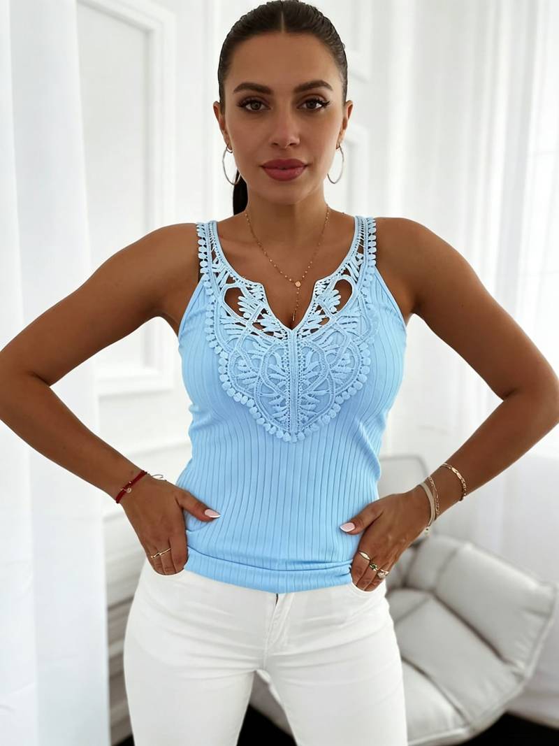 Hajar - Camiseta Sin Mangas De Encaje Con Mucho Estilo