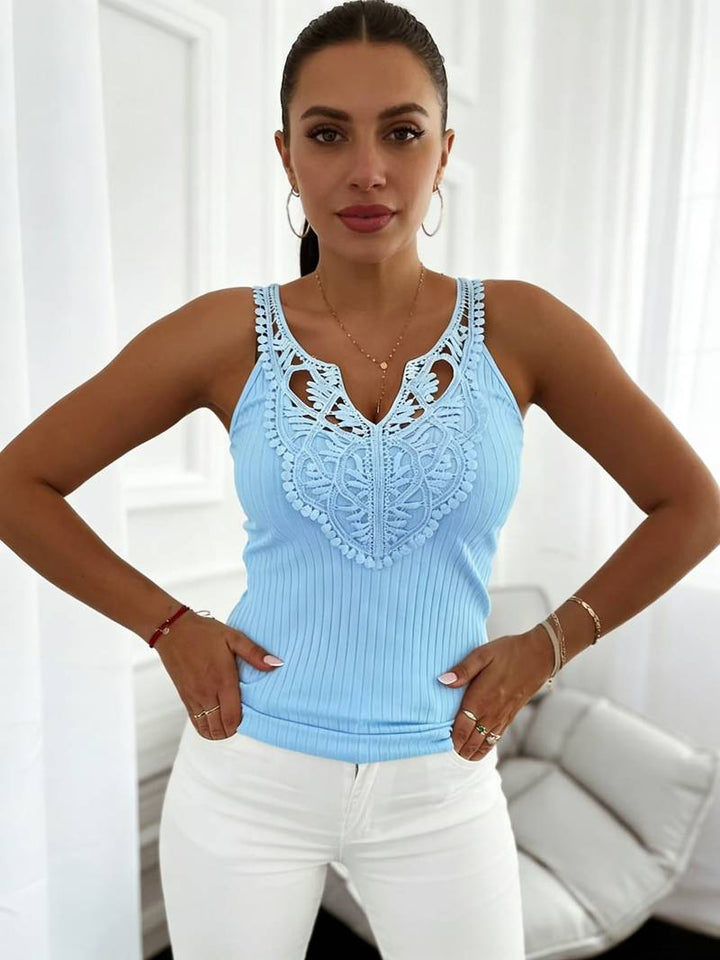 Hajar - Camiseta Sin Mangas De Encaje Con Mucho Estilo