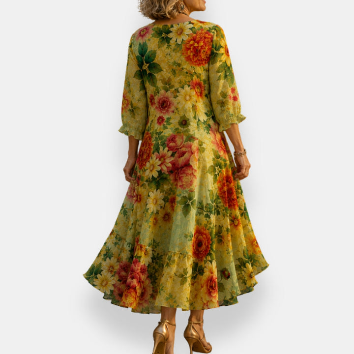 Emila - Vestido Floral Holgado Con Cuello en V