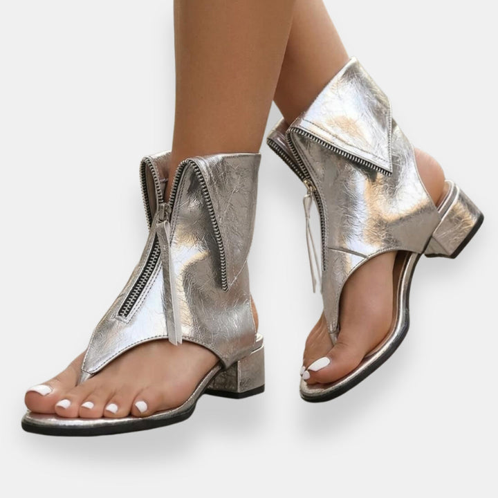 Sadiya - Sandalias Con Cremallera Metalizada