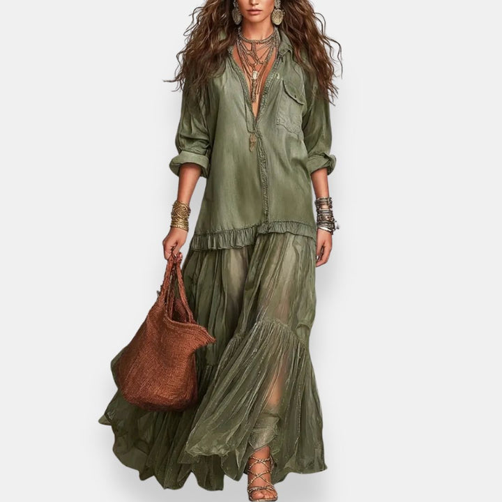 Zaynab - Vestido Largo De Estilo Bohemio Con Volantes