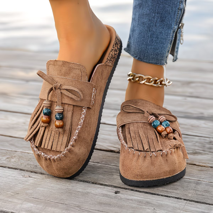 Mehra - Mocasines de Ante Estilo Bohemio