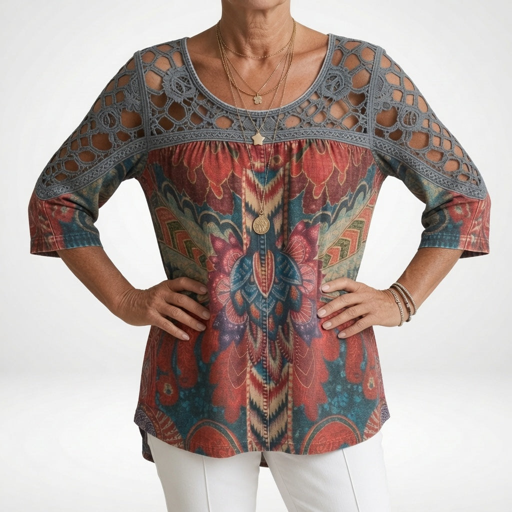 Steven - Blusa con Estampado étnico Bohemio