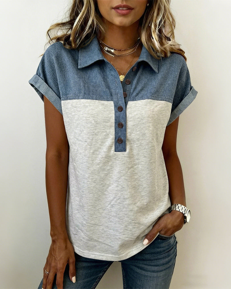 Myleena - Camiseta De Patchwork Con Cuello Vuelto