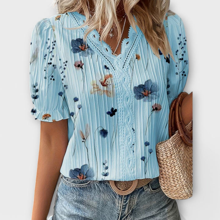 Bruni - Elegante Blusa Estampada De Manga Corta