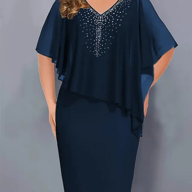 Amelie - Vestido De Gasa Con Escote en V Y Adornos De Strass