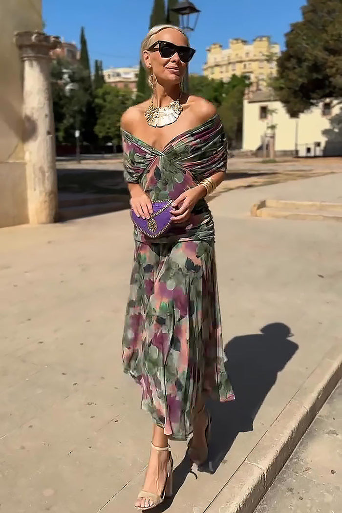 Nefeli - Elegante Vestido Largo De Fiesta Con Cuello En V