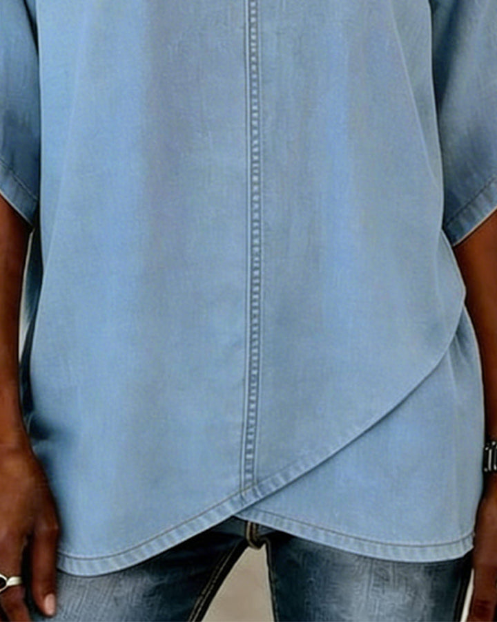 Laritza - Top Informal De Denim Con Cuello en V